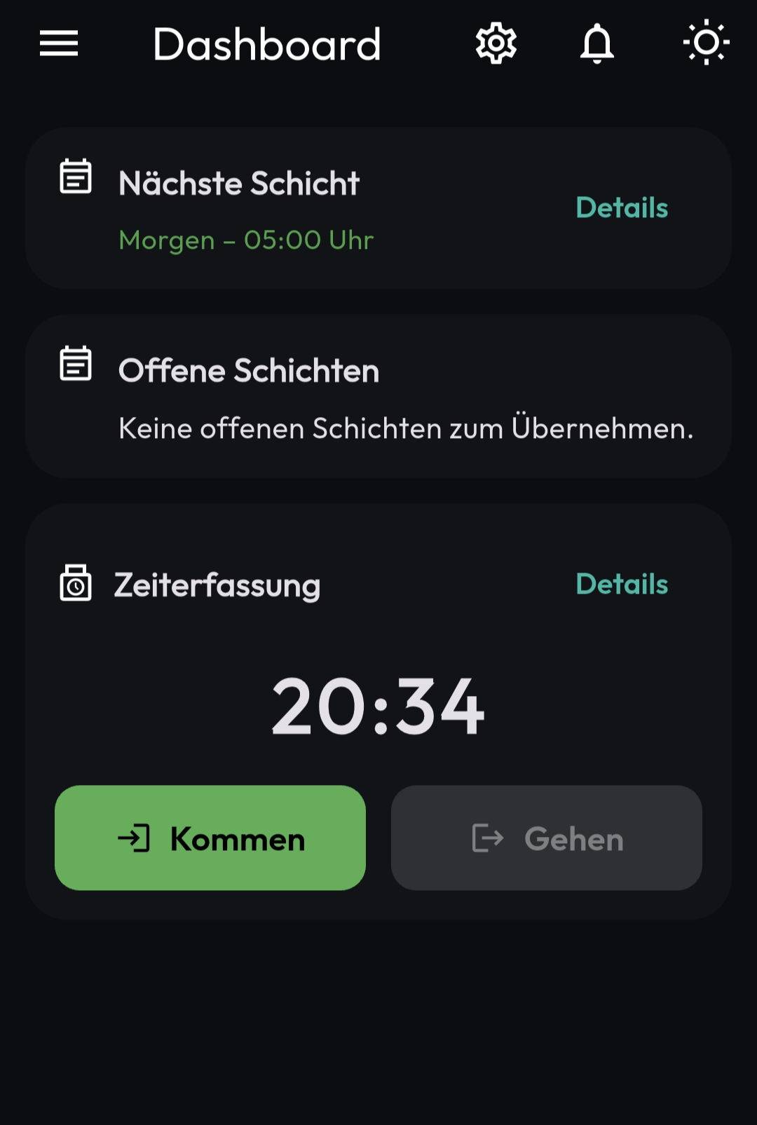 Dashboard Ansicht 1