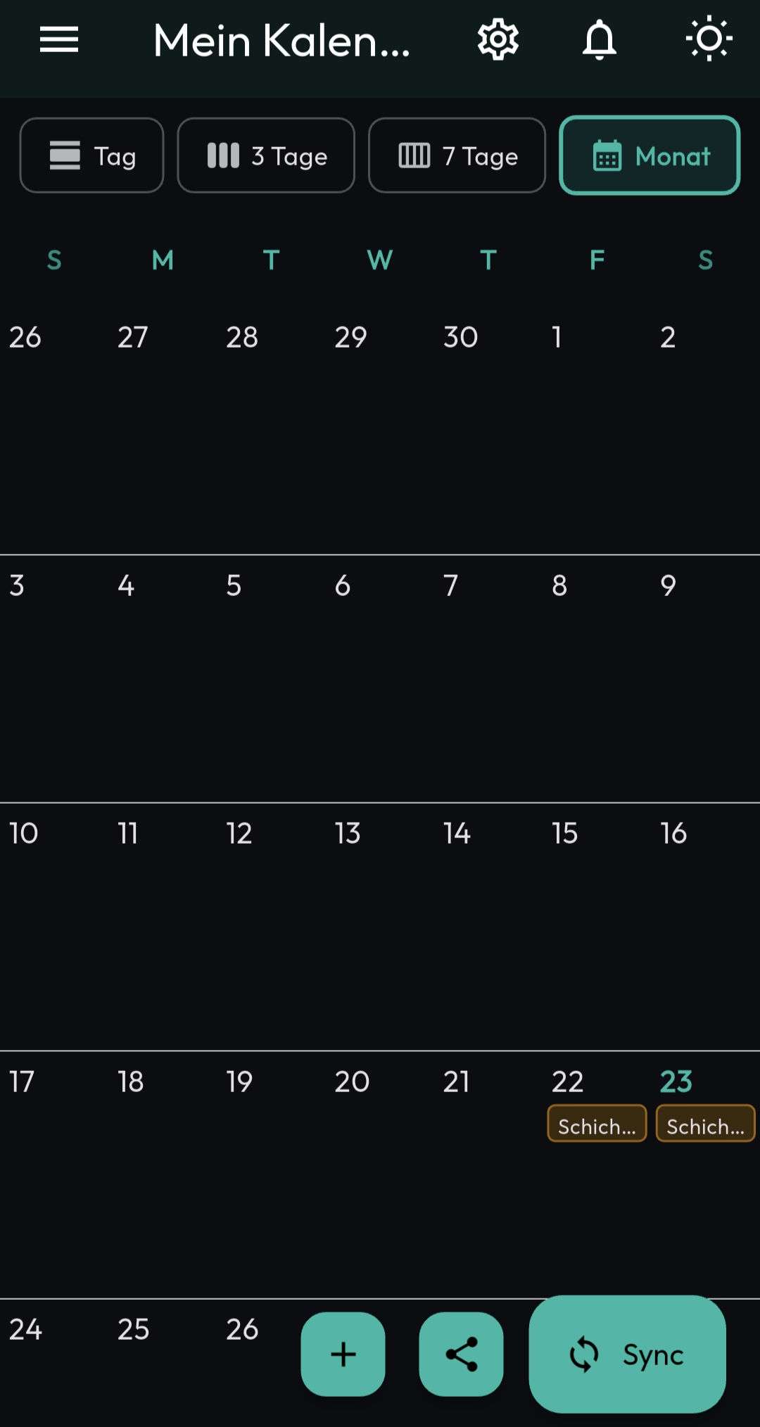 Mein Kalender – Monatsansicht