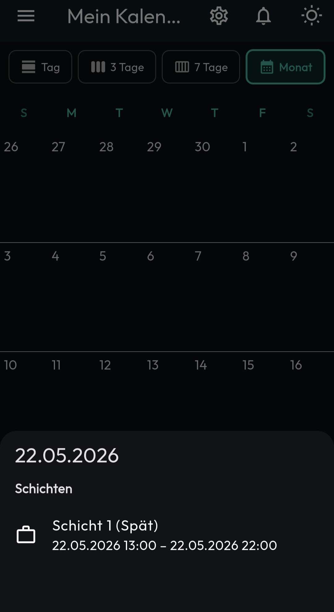 Mein Kalender – Schichtdetails